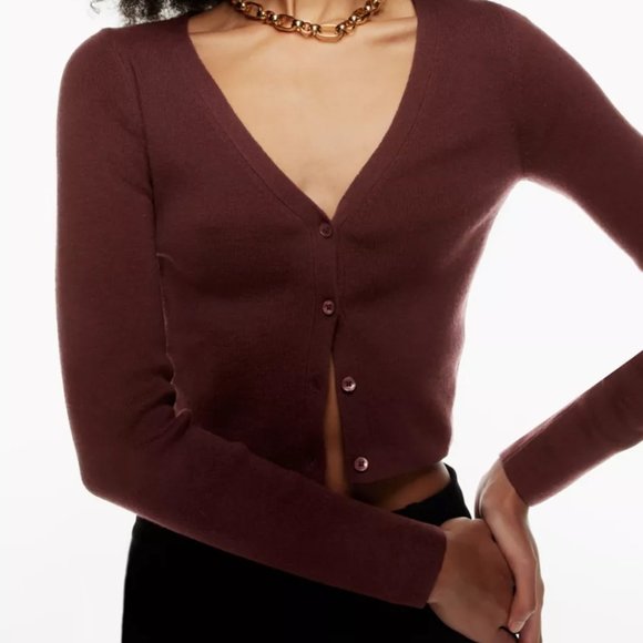 Aritzia Babaton Georgia Cardigan Dark Cocoa Size M - Picture 1 of 8